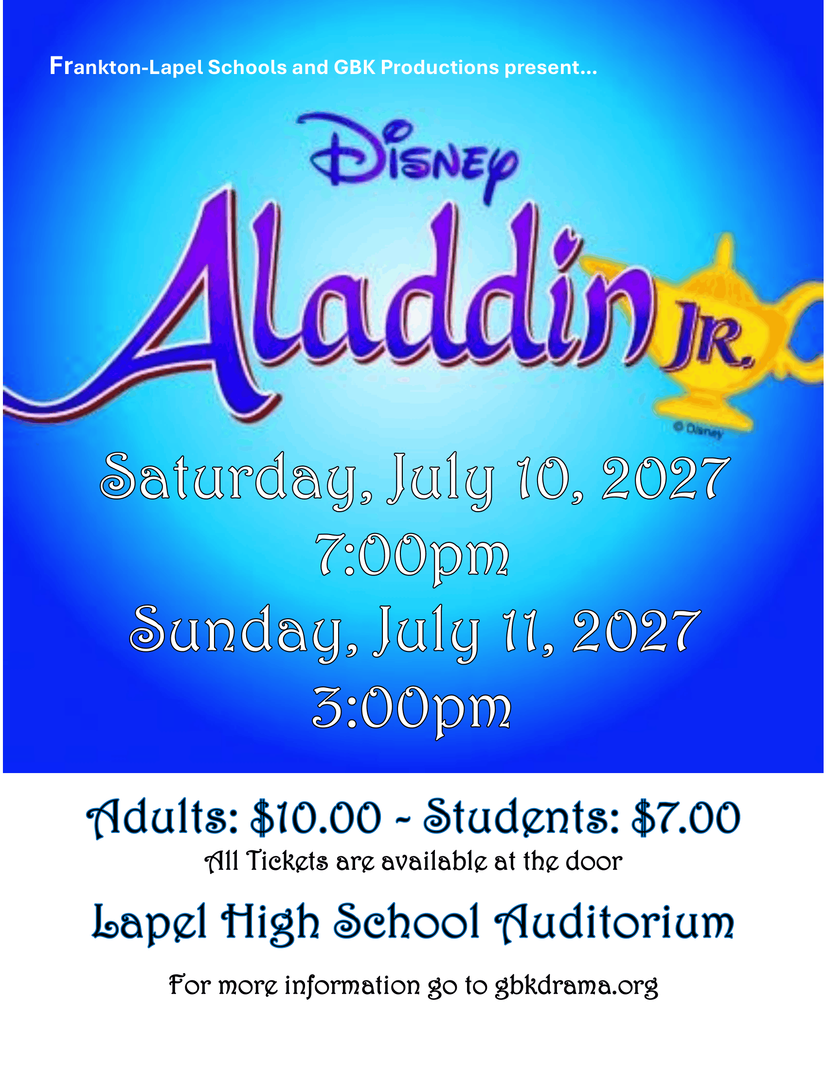 Disney's Aladdin Jr. (Summer 2027) poster
