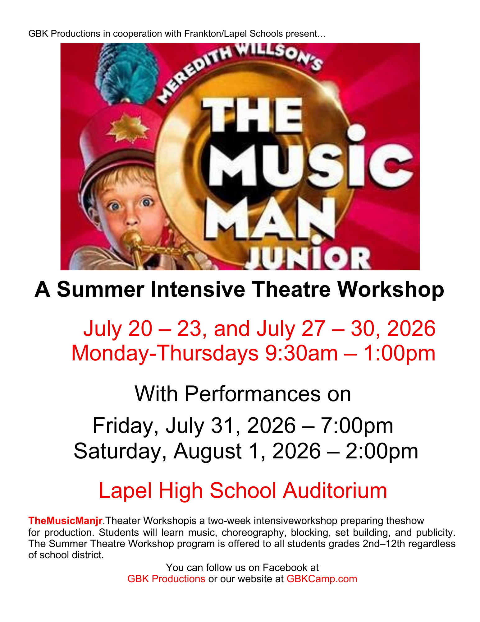 The Music Man Jr. Poster